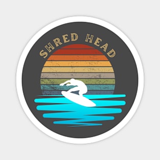 Retro Sunset With Surfer On The Open Waves Magnet